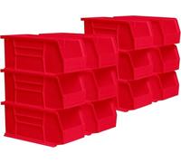 Akro-Mils 30230 AkroBins Plastic Storage Bins, Space-Saving Stackable Bins for Garage, Pantry, Craft Organization, 27.94 cm x 12.7 cm x 12.7 cm, Red, 12-Pack