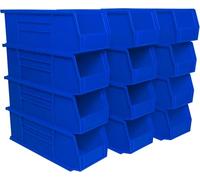 Akro-Mils 30234 AkroBins Plastic Storage Bins, Space-Saving Stackable Bins for Garage, Pantry, Craft Organization, 38.1 cm x 12.7 cm x 12.7 cm, Blue, 12-Pack