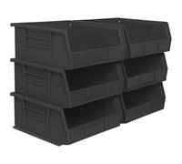 Akro-Mils 30235 AkroBins Plastic Storage Bins, Space-Saving Stackable Bins for Garage, Pantry, Craft Organization, 27.94 cm x 27.94 cm x 12.7 cm, Black, 6-Pack