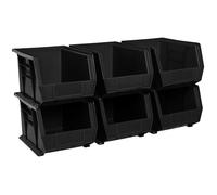 Akro-Mils 30239 Plastic Storage Stacking Hanging Akro Bin, 11-Inch by 8-Inch by 7-Inch, Black, Case of 6