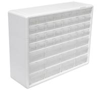 Akro-Mils 44-Drawer Plastic Drawer Storage Cabinet for Garage Organization, Bead Organizer, Lego Storage, Teacher Toolbox, Makeup Organizer and More, 20x6x16 Inch, White