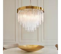 akron glass 5 light pendent ceiling light in brushed aged brass