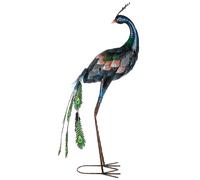 akron metal peacock sculpture large in blue and green