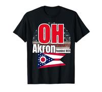 Akron Ohio OH Souvenir Design with Collectible State Flag T-Shirt