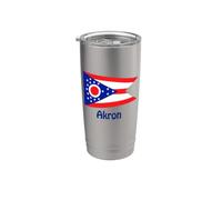 Akron, Ohio USA State Flag Souvenir Stainless Steel Insulated Tumbler