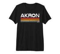 Akron Ohio Vintage Retro Stripe City Pride Premium T-Shirt