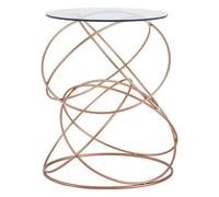 akron round glass side table with gold metal frame