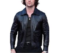 Aksah Fashion Men's Aaron Taylor Kraven the Hunter Black Motorcycle Genuine Leather Jacket