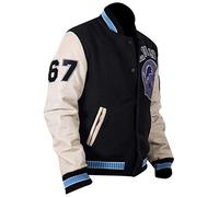 Aksah Fashion Men's Beverly Hills Cop Sports Letterman Varsity Black Wool & Leather Sleeves Jacket