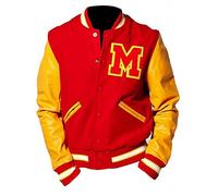 Aksah Fashion Men's Michael Jackson MJ Red Yellow Thriller Jacket Baseball Varsity Jacket