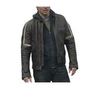 Aksah Fashion Men's Tom Cruise Brown Biker War Of The Worlds Genuine Leather Jacket