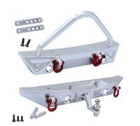 AKSDYIR Rc Car Parts For MN128 Metal Front Rear Bumper With Tow Hitch Shackles Winch Hole Decoration Car Accessories 1/12 Modification RC Crawler Upgrade Parts(Silver,Set)