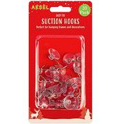 AKSEL- Clear Suction Hooks- 20 Pack-2.2cm Rubber sucker pad with metal Hook-Light holder suction hook- Strong hanging hooks for Glass, Window, Christmas decorations, hold card lines, and Ornaments.