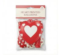AKSEL - Heart Printed Balloons - 10 Pack - Red & White - Love Balloons - Valentine’s, Wedding & Bridal Shower Decorations - Romantic Party Supplies