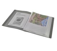 AKSHIDE A4 Display Portfolio Book Folder with 100 Pockets, Colour Flexi Plastic Wallet for Paperwork and Files (Grey-100 Pockets)