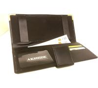 AKSHIDE Looped LeatherCheque Bookholder/Leather ChequeBook Cover/Leather ChequeBookWallet (Black)