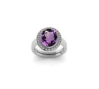 Akshita gems 10.00 Ratti 9.00 Carat Amethyst Silver Plated Ring Katela Ring Original Certified Purple Natural Jamuniya Stone Ring Astrological February Birthstone Adjustable Ring Size J to Z+1