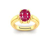 AKSHITA GEMS 10.00 Ratti Certified Unheated Untreated Quality Natural Ruby Manic Gemstone Panchdhatu Gold Ring for Women Men Brass Ruby
