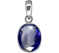 Akshita gems 100% Certified 10.25 Ratti 9.00 Carat Blue Sapphire Nilam/Neelam Stone Silver Plated Pendant Locket Rashi Ratan Gemstone for Men and Women Lab Certified Blue