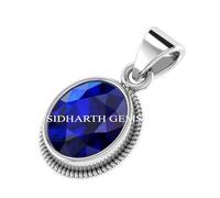 Akshita gems 100% Certified 5.25 Ratti 4.00 Carat Blue Sapphire Nilam Neelam Stone Silver Plated Pendant Locket Rashi Ratan Gemstone for Men and Women Lab Certified Blue