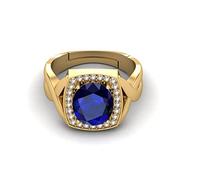 AKSHITA GEMS 11.00 Ratti 10.00 Carat Lab - Certified Unheated Untreated AA Quality Natural Blue Sapphire Neelam Gold Adjustable Gemstone Ring for Men and Women, Brass, Blue