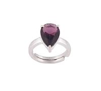 Akshita gems 11.25 Ratti 10.00Ct Amethyst Silver Plated Ring Katela Ring Original Certified Purple Natural Jamuniya Stone Ring Astrological February Birthstone Adjustable Ring Size J to Z+1