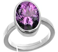 Akshita gems 12.00 Ratti 11.00Ct Amethyst Silver Plated Ring Katela Ring Original Certified Purple Natural Jamuniya Stone Ring Astrological February Birthstone Adjustable Ring Size J to Z+1