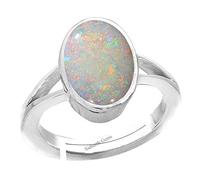 Akshita gems 18.25 Ratti 17.00 Carat White Rashi Ratan Fire Opal Loose Gemstone Sterling Silver 92.5 Adjustable Ring for Men and Women, Opal, Sterling Silver, Opal