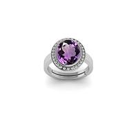 Akshita gems 2.25 Ratti 1.00 Carat Amethyst Silver Plated Ring Katela Ring Original Certified Purple Natural Jamuniya Stone Ring Astrological February Birthstone Adjustable Ring Size 16-24