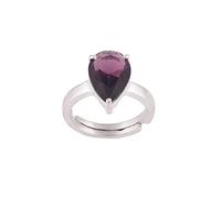 Akshita gems 2.25 Ratti 1.00 Carat Amethyst Silver Plated Ring Katela Ring Original Certified Purple Natural Jamuniya Stone Ring Astrological February Birthstone Adjustable Ring Size 16-24