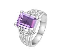 AKSHITA GEMS 3.00 Ratti 2.50 Carat Amethyst Silver Plated Ring Katela Ring Original Certified Natural Amethyst Stone Ring Astrological Birthstone Adjustable Ring Size 16-24 for Women and Women