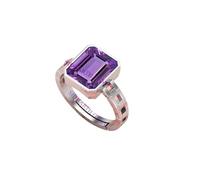 AKSHITA GEMS 5.25 Ratti 4.00Ct Amethyst Silver Plated Ring Katela Ring Original Certified Purple Natural Jamuniya Stone Ring Astrological February Birthstone Adjustable Ring Size J to Z