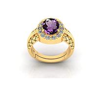 AKSHITA GEMS 5.25 Ratti / 4.50 Carat Amethyst Ring Katela Ring Original Certified Natural Amethyst Stone Gold Plated Ring Men's and Wonen's Brass, Amethyst