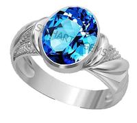 AKSHITA GEMS 5.25 Ratti 4.52ct Blue Topaz Natural Stone Silver Adjustable Astrological Metal Ring Topaz
