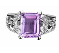 AKSHITA GEMS 6.00 Carat 7.25 Ratti Amethyst Silver Plated Ring Katela Ring Original Certified Purple Natural Jamuniya Stone Ring Astrological February Birthstone Adjustable Ring, Metal,