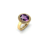 AKSHITA GEMS 6.00 Ratti 5.00 Carat Amethyst Ring Katela Ring Original Certified Natural Amethyst Stone Ring Astrological Birthstone Gold Plated Adjustable Ring Size 16-28 for Men and Women