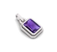 AKSHITA GEMS 6.25 Ratti 5.00 Carat Amethyst/Katela Silver Plated Pendant Original & GGTL Certified AAA+++ Quality Astrological Gemstone Pendant (Locket) for Men and Women Gemstone