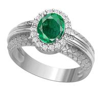 Akshita gems 8.00 Ratti Colombian A1 Quality Emerald Gemstone Panna Silver Adjustable Ring for Men and Women Brass Emerald Panna Brass Emerald Panna