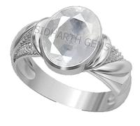AKSHITA GEMS 8.25 Ratti 7.00 Carat White Sapphire Silver Plated Ring, Lab Certified Loose Gemstone, Certified Safe Pukhraj Ring, One Size, Metal, White Sapphire, Free Size, Metal,
