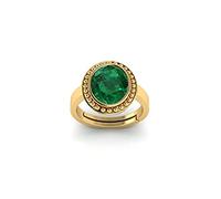 AKSHITA GEMS 9.00 Ratti Certified Natural Emerald Panna Panchdhatu Adjustable Rashi Ratan Gold Plating Ring for Astrological Purposes Men and Women by Lab Certifeid, Panna Stone Ring,