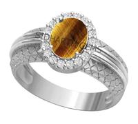 Akshita gems 9.25 Ratti 8.00 Carat Natural Tiger Eye Silver Ring Original Certified Tiger Eye Ring Oval Cut Gemstone Astrological Ring Brass Tiger Eye Brass Tiger Eye Brass Tiger Eye