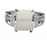 AKSHITA GEMS Certified 2.25 Ratti / 1.00 Carat White Australian Opal Fire Ring Astrological Gemstone Silver Ring for Women Men Adjustable Metal Opal
