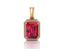 Akshita gems Certified 3.25 Ratti, 2.00 Carat, Deluxe Quality, Natural Burma Ruby Manic, 92.5 Sterling Silver, Gold Plated Pendant/Locket (Square Shape), Loose Gemstone Ruby Loose Gemstone