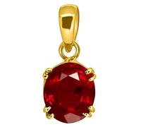 AKSHITA GEMS Certified 5.25 Ratti / 4.90 Carat Ruby Manik Ashtadhatu Gold Plated Pendant/Locket Gemstone Certified by Lab Certified Gold Plated Metal, Ruby, Gold Plated Metal, Ruby