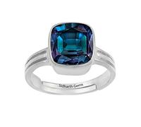 Akshita gems Certified Unheated Untreated 4.25 Ratti 3.32 Carat Quality Natural Alexandrite Ring Silver Plated for Men and Women Loose Gemstones Alexandrite
