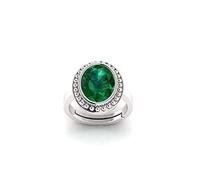 AKSHITA GEMS Natural Panna Astrological Ring 7.00 Carat Genuine & Certified Emerald Adjustable Silver Ring for Men and Women, Panna Stone Ring, Emerald Panna Stone Ring, Emerald
