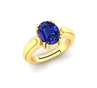AKSHITA GEMS Panchdhatu Ring 11.00 Ratti Certified Original Blue Sapphire Gold Plated Adjustable Neelam Ring for Men and Women Lab Certified, Brass, Blue Sapphire