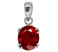 AKSHITA GEMS Ruby Pendant/Manik Pendant 7.25 Ratti 6.25 Carat Certified Panchdhatu Silver Plated Birthstone / Astrology / Rashi Ratan Pendant for Men & Women, Free Size, Silver Plated Metal
