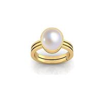 AKSHITA GEMS South Sea Pearl 10.00 Ratti Natural Pearl Gemstone Original Certified Moti Adjustable Astrological panchhdhaatu/Ashtadhatu Gold Ring for Men and Women, Metal, Pearl, Metal, Pearl
