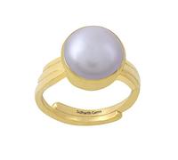Akshita gems South Sea Pearl 4.25 Ratti Natural Pearl Gemstone Original Certified Moti Adjustable Astrological panchhdhaatu/Ashtadhatu Gold Ring for Men and Women, Loose Gemstone, Pearl